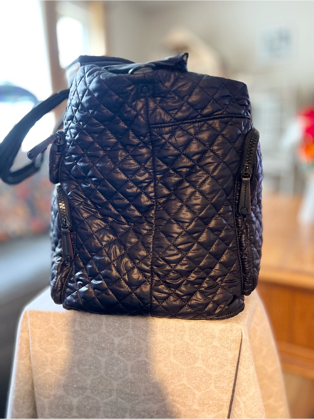 MZ Wallace Black Large Metro Quilted Travel Tote w/Large Pouch - Picture 2 of 14